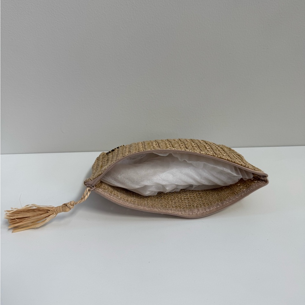Thaikila Woven Straw Zip Small Pouch with Straw Tassel - Natural - Picture 5 of 5